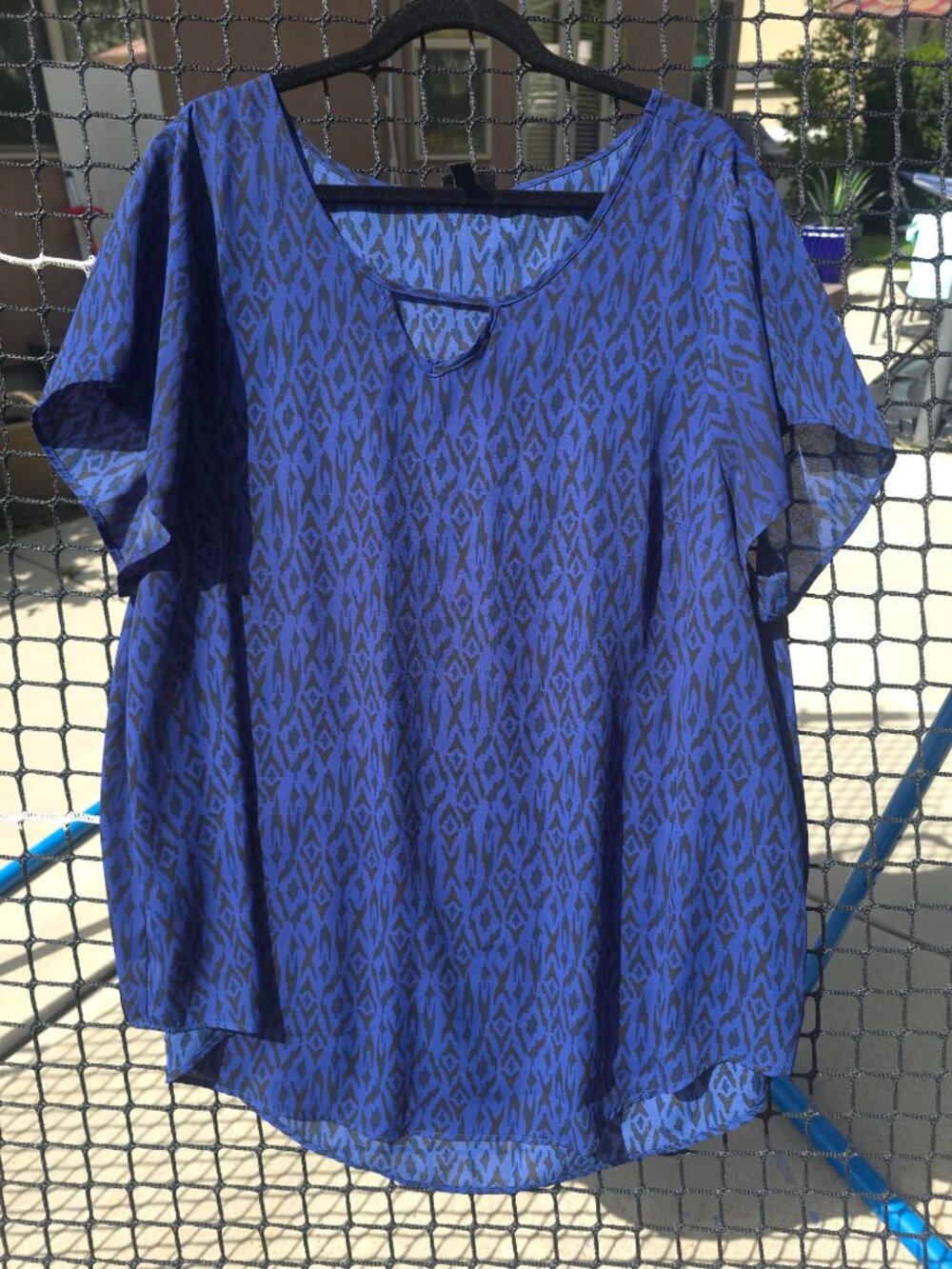 Cobalt blue ikat print top Size 3